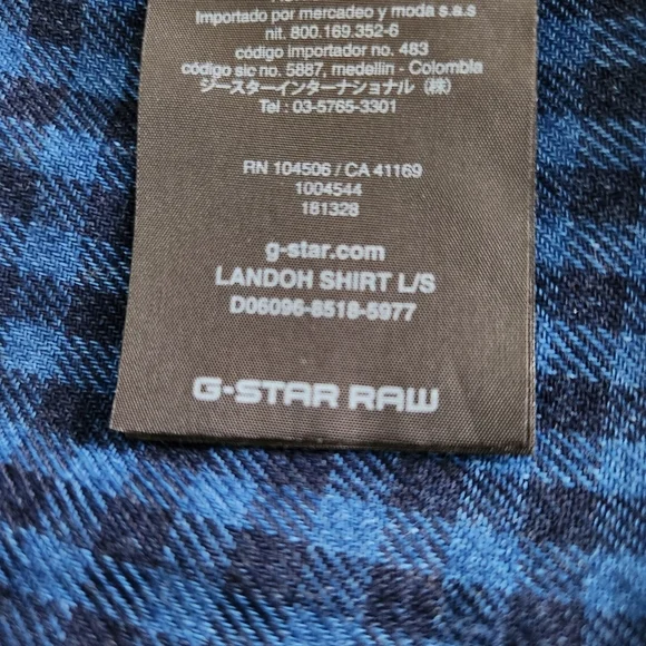 G-STAR RAW Landoh Blue Plaid Long-Sleeve Shirt L - Picture 9 of 16